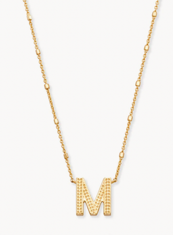 Letter " M " Pendant Necklace in Gold