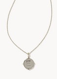 Letter E Silver Disc Pendant Necklace / Black Mother-of-Pearl