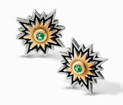 Dynasty Sol Post Earrings ( Silver Emerald ) JA9275