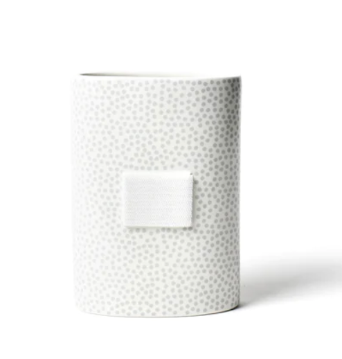 Happy Everything White Small Dot Oval Vase