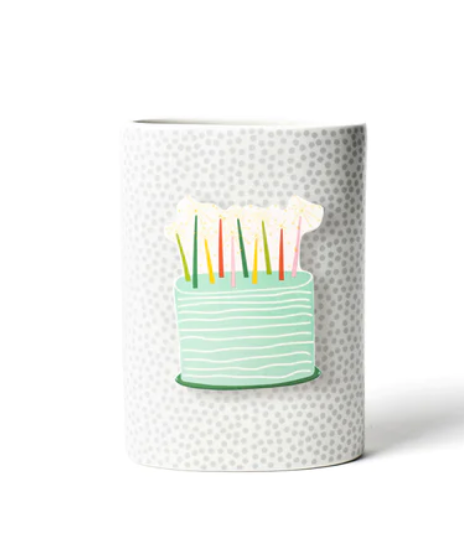 Happy Everything White Small Dot Oval Vase