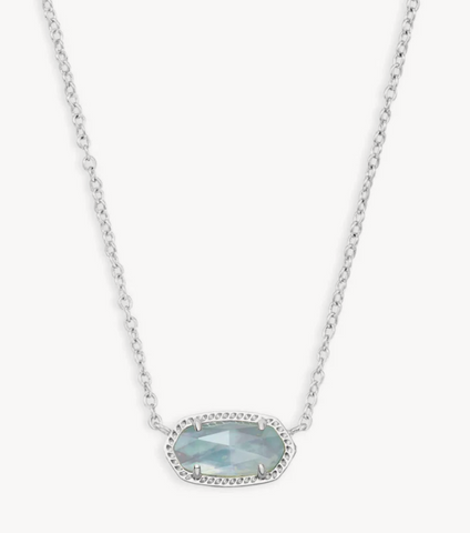 Elisa Silver Pendant Necklace in Light Blue Illusion