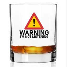 Warning !! Rocks Glass 11oz.