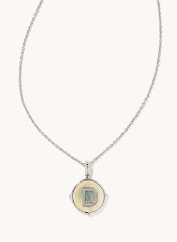 Letter " D " Silver Disc Necklace