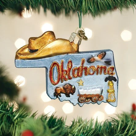 State of Oklahoma Glass Ornament