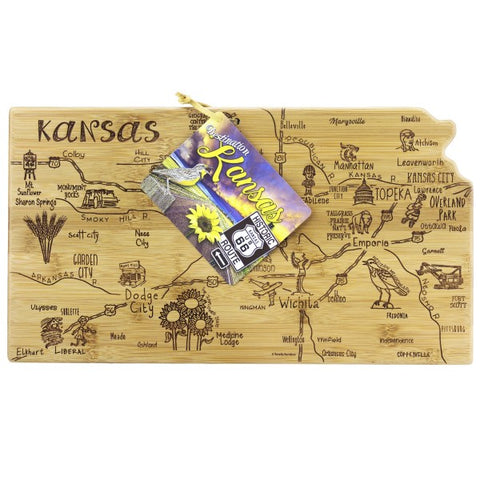 Destination Kansas State Shaped Bamboo Serving and Cutting Board