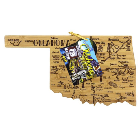 Destination Oklahoma State Shaped Bamboo Serving and Cutting Board