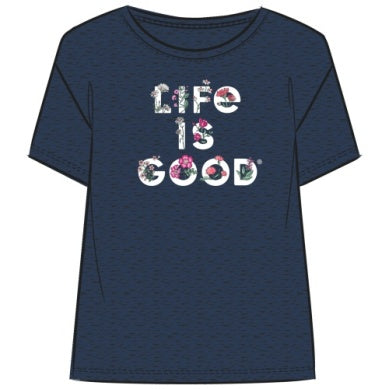 Life is Good Women's  Stack Flowers Relaxed Fit Slub Tee