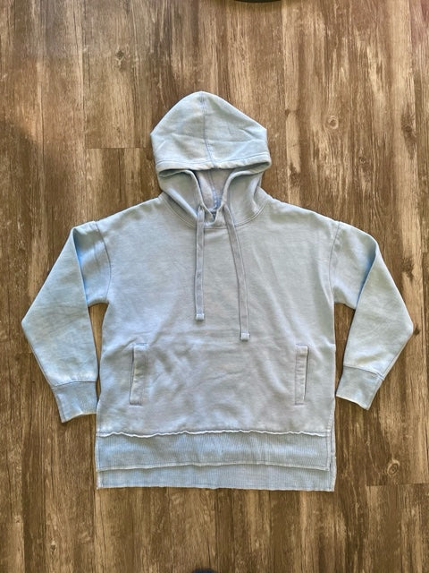 Vintage Washed Fleece Hoodie ( Carolina Blue )
