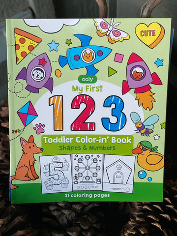 123 Shapes and Numbers Toddler Color-In Book