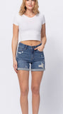 Judy Blue Mid-Rise Dandelion Embroidery Cuffed Shorts