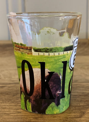 Oklahoma Color Etched Shot Glass