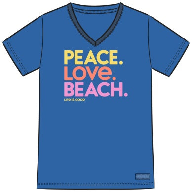 Life is Good Crusher Vee Peace Love Beach Tee